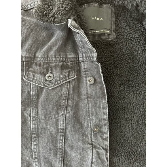 Zara Black denim jacket sherpa lined size small - Picture 10 of 14